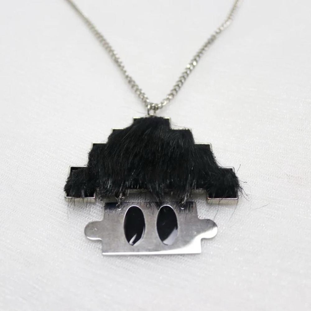Unique fuzzy pixel pendant necklace